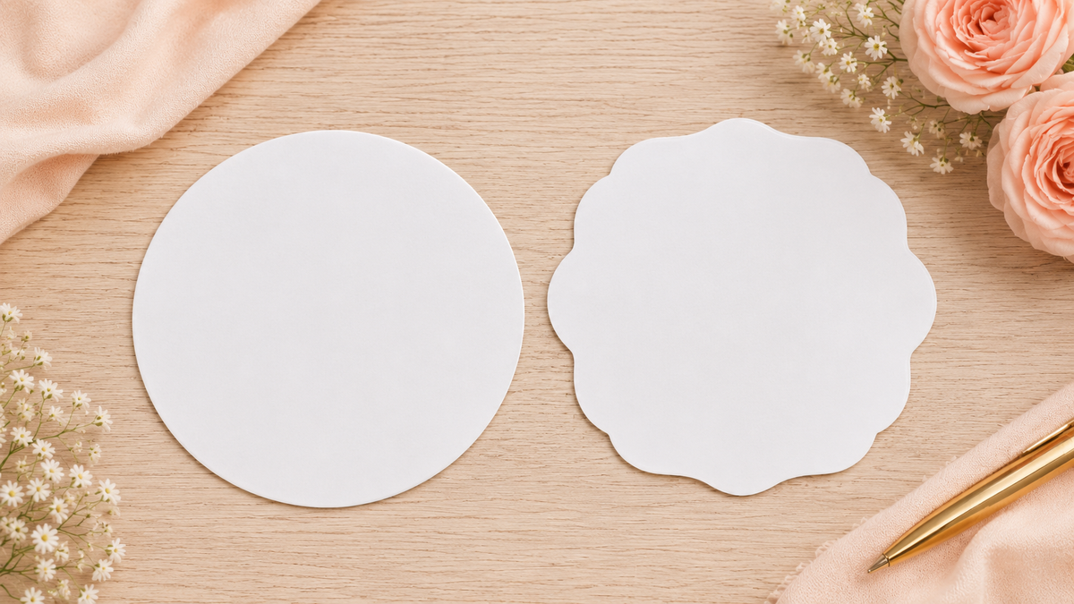 Blank round and scalloped stickers ready for custom personalization