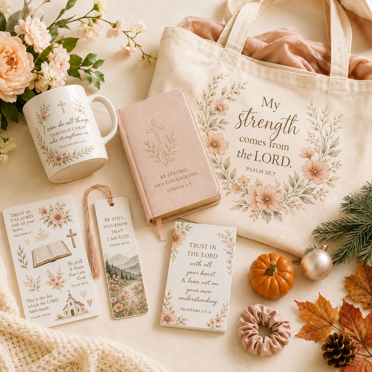 Seasonal Christian gifts and Bible study accessories for fall, Christmas, Easter and faith-filled celebrations