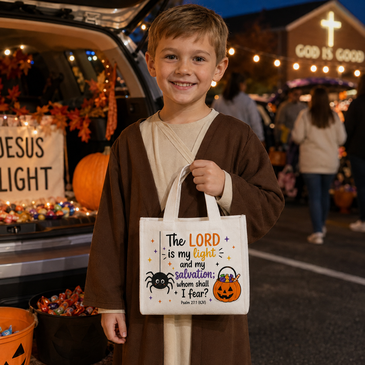 Bulk Christian Trunk or Treat Tote Bags | Assorted Church Halloween Treat Bags