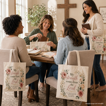 Psalm 28:7 KJV Christian Tote Bag – Women’s Ministry Gift
