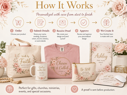 Steps for ordering a personalized tote bag and approving a custom design proof