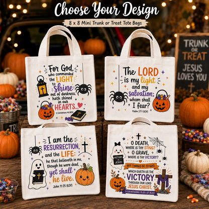 Bulk Christian Trunk or Treat Tote Bags | Assorted Church Halloween Treat Bags