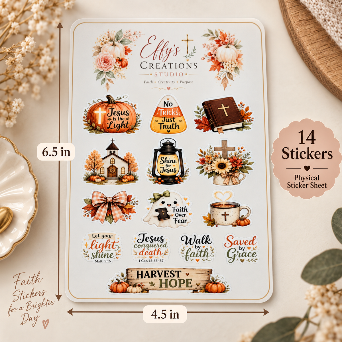 Christian Halloween Sticker Sheet – 14 Faith Stickers