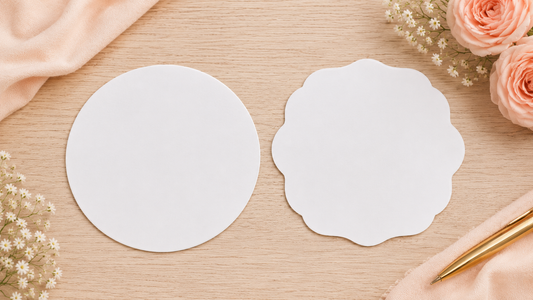 Blank round and scalloped stickers ready for custom personalization