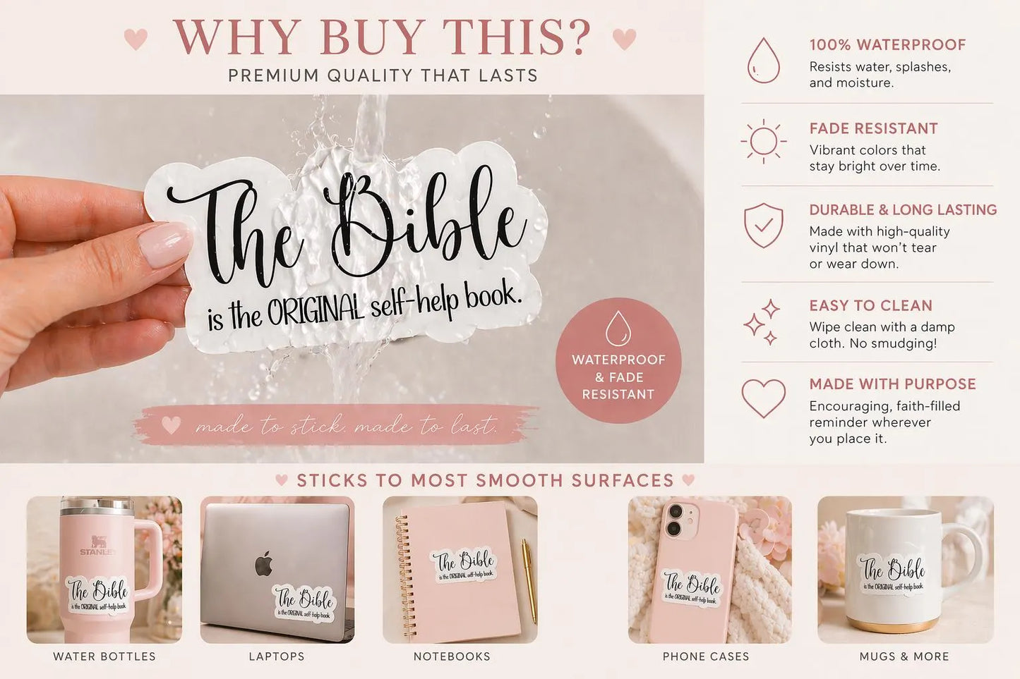 Bookish Christian faith sticker for Bible readers, journals and planners