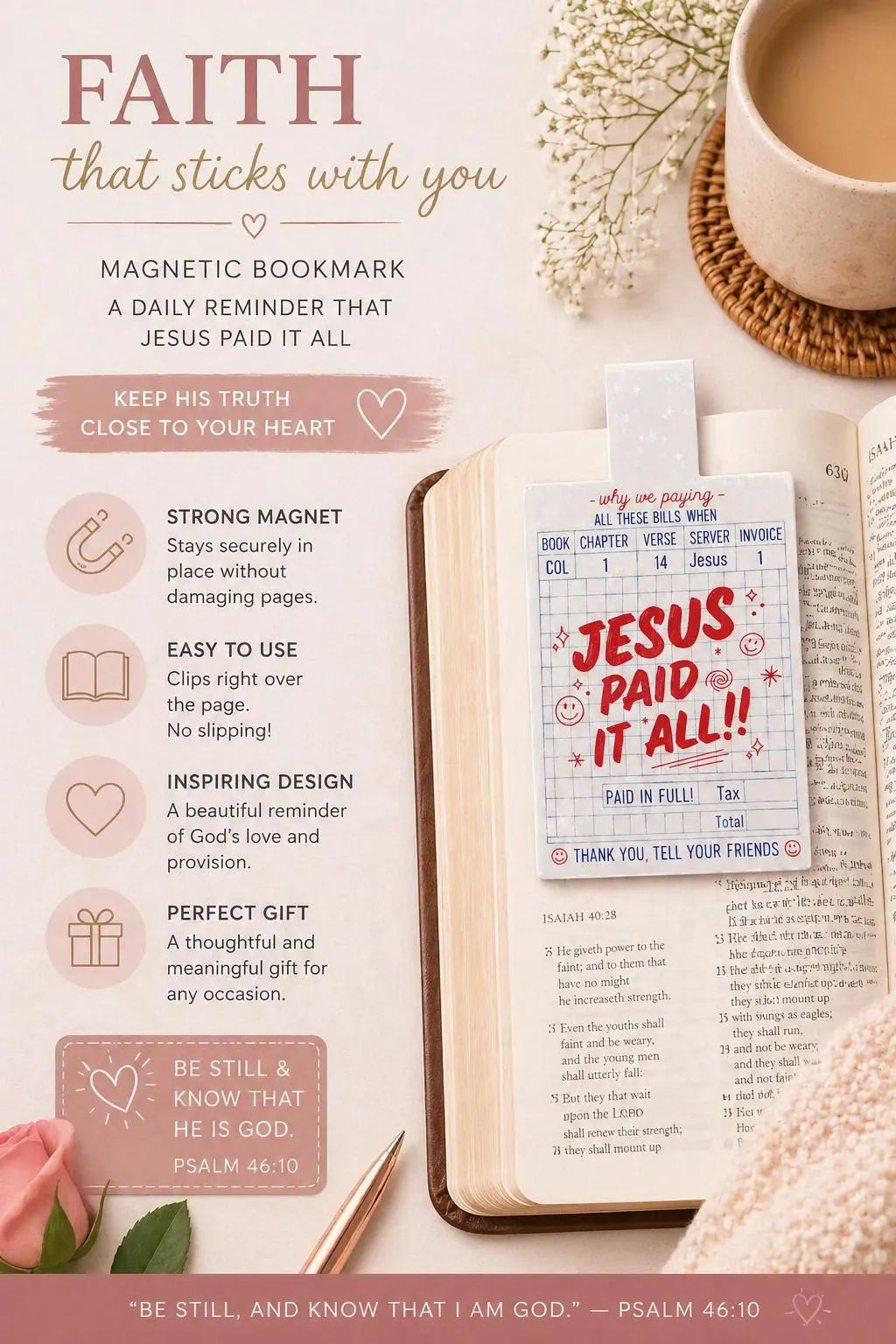 Christian magnetic Bible bookmarks showing compact page marking design