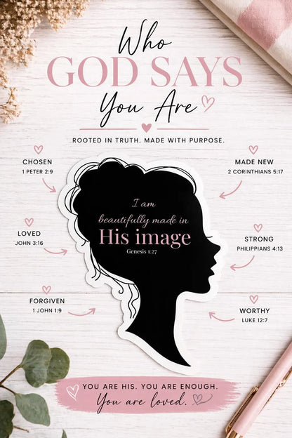 Genesis 1:27 Made in His Image Christian sticker with Scripture-inspired details