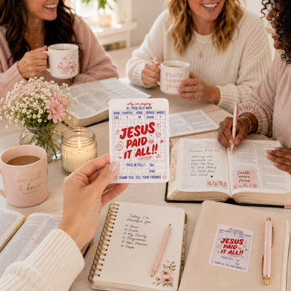 Jesus Paid It All Christian sticker used during a women’s Bible study