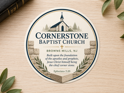 Personalized church sticker with custom church name and faith-based design